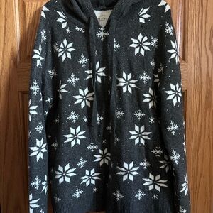 LOFT Charcoal Snowflake Hoodie Sweater